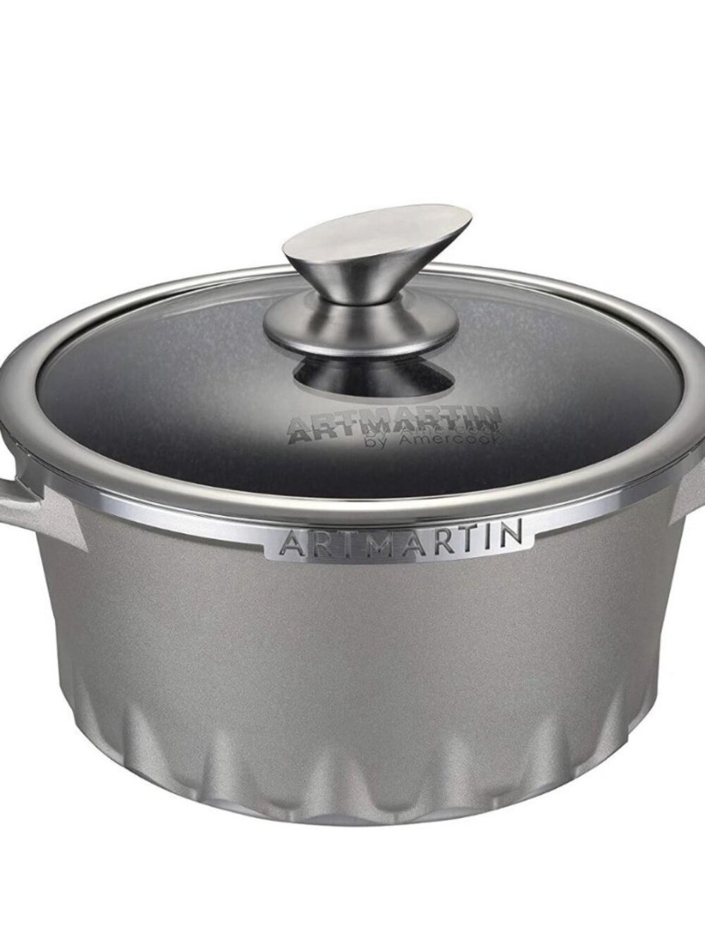 Non-Stick Ceramic Coated Die-Cast Aluminum Round Casserole & Lid 8.7” Artmartin